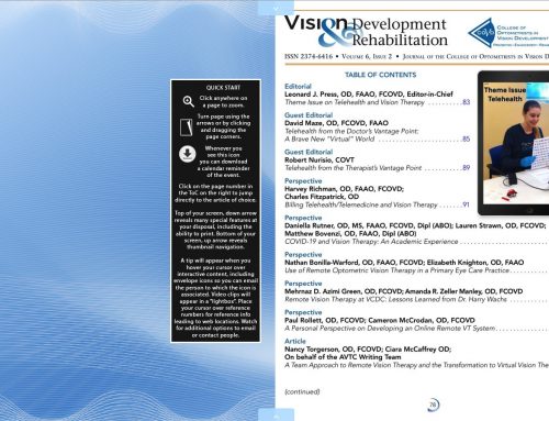 College of Optometrists in Vision Development, online journal Vision Development & Rehabilitation releases Issue 6-2, featuring Telemedicine